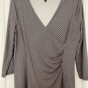 Talbots Black and White Geometric Blouse